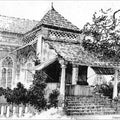 Scenic pen drawing titled 'Zamindar House', 11x14 inches, by artist Sankara Babu on Paper